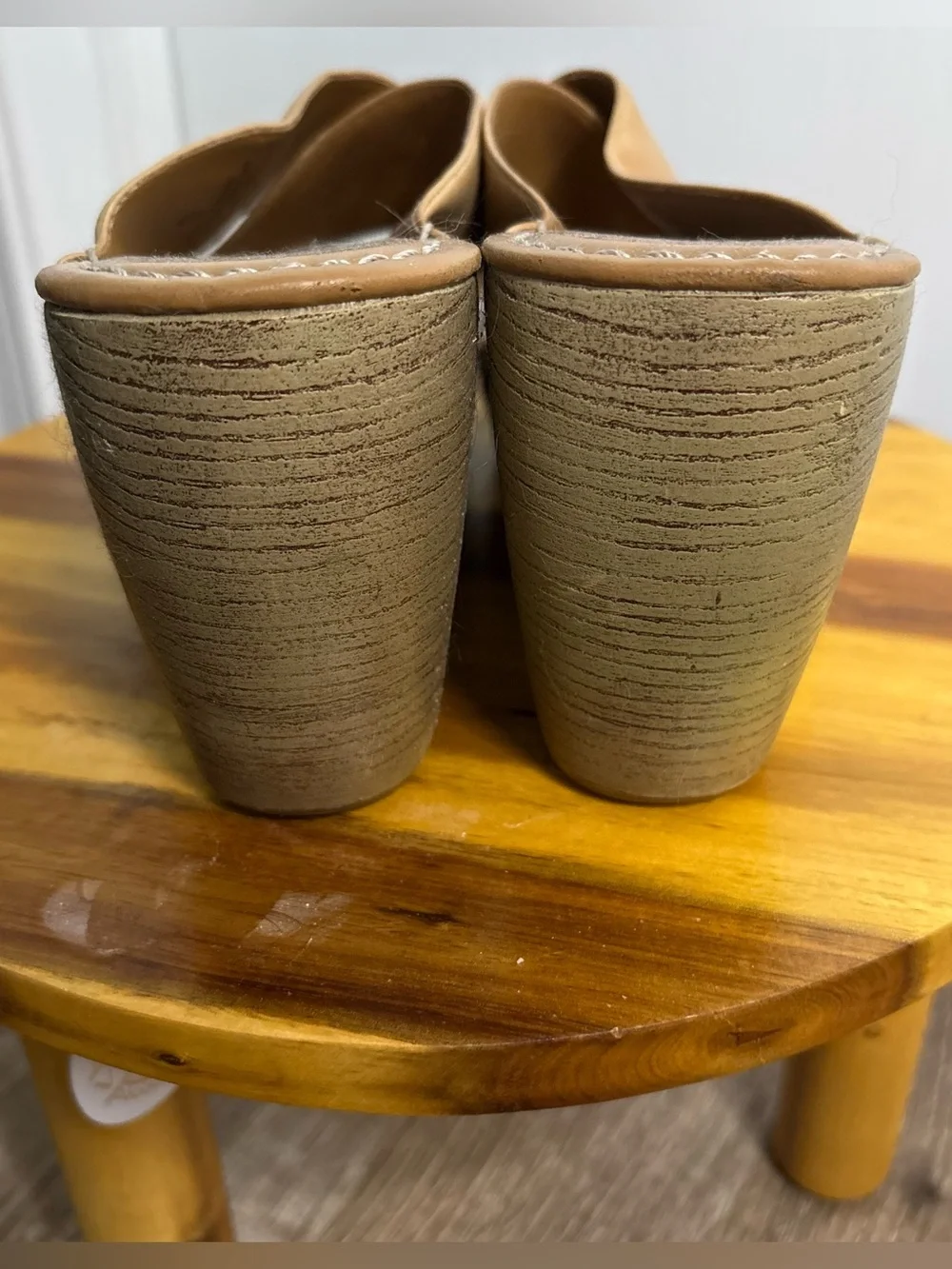 Nine West Sz 7M Leather Crossover Wedge Slide Sandals Comfort Women's Boho Y2K